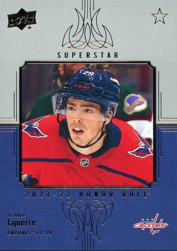 #HR-63 Hendrix Lapierre - Washington Capitals - 2021-22 Upper Deck - Honor Roll Hockey