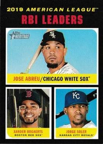 #63 2019 AL RBI Leaders Jose Abreu / Xander Bogaerts / Jorge Soler - Chicago White Sox / Boston Red Sox / Kansas City Royals - 2020 Topps Heritage Baseball