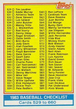 #642 Checklist: 529-660 - - 1983 Topps Baseball