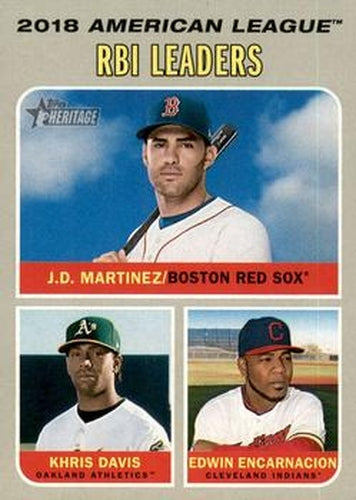 #64 2018 A.L. RBI Leaders J.D. Martinez / Khris Davis / Edwin Encarnacion - Boston Red Sox / Oakland Athletics / Cleveland Indians - 2019 Topps Heritage Baseball