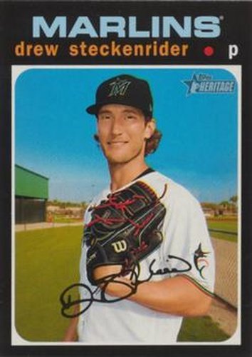 #655 Drew Steckenrider - Miami Marlins - 2020 Topps Heritage Baseball