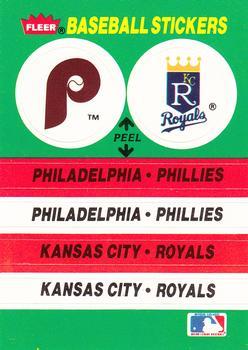 #65 Philadelphia Phillies / Kansas City Royals - Philadelphia Phillies / Kansas City Royals - 1988 Fleer - Team Stickers Baseball