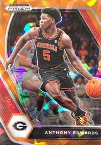 #65 Anthony Edwards - Georgia Bulldogs - 2021 Panini Prizm Draft Picks - Orange Ice Basketball