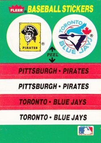 #66 Pittsburgh Pirates / Toronto Blue Jays - Pittsburgh Pirates / Toronto Blue Jays - 1988 Fleer - Team Stickers Baseball