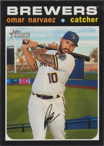 #676 Omar Narvaez - Milwaukee Brewers - 2020 Topps Heritage Baseball
