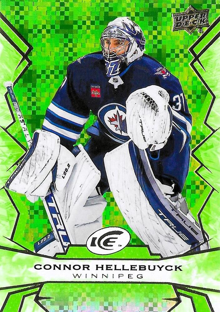 #67 Connor Hellebuyck - Winnipeg Jets - 2022-23 Upper Deck Ice - Green Hockey