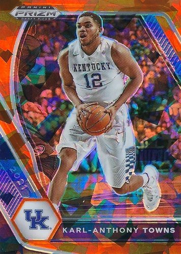 #67 Karl-Anthony Towns - Kentucky Wildcats - 2021 Panini Prizm Draft Picks - Orange Ice Basketball