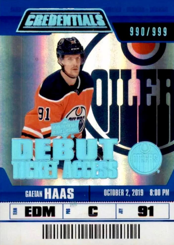 #67 Gaetan Haas - Edmonton Oilers - 2019-20 Upper Deck Credentials Hockey