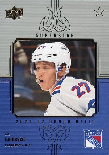 #HR-68 Nils Lundkvist - New York Rangers - 2021-22 Upper Deck - Honor Roll Hockey