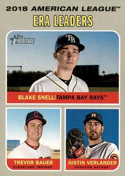 #68 2018 A.L. ERA Leaders Blake Snell / Trevor Bauer / Justin Verlander - Tampa Bay Rays / Cleveland Indians / Houston Astros - 2019 Topps Heritage Baseball
