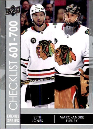 #700 Seth Jones / Marc-Andre Fleury - Chicago Blackhawks - 2021-22 Upper Deck Hockey