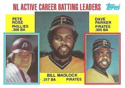 #701 NL Active Career Batting Leaders Bill Madlock / Pete Rose / Dave Parker - Pittsburgh Pirates / Philadelphia Phillies - 1984 Topps Baseball