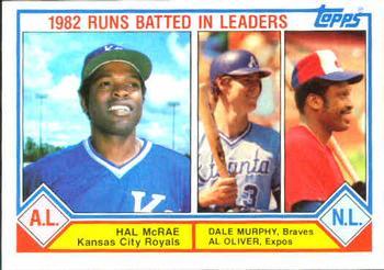 #703 1982 Runs Batted In Leaders Hal McRae / Dale Murphy / Al Oliver - Kansas City Royals / Atlanta Braves / Montreal Expos - 1983 Topps Baseball