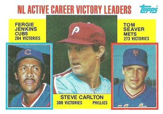 #706 NL Active Career Victory Leaders Steve Carlton / Fergie Jenkins / Tom Seaver - Philadelphia Phillies / Chicago Cubs / New York Mets - 1984 Topps Baseball