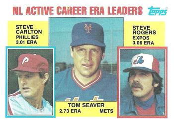 #708 NL Active Career ERA Leaders Tom Seaver / Steve Carlton / Steve Rogers - New York Mets / Philadelphia Phillies / Montreal Expos - 1984 Topps Baseball