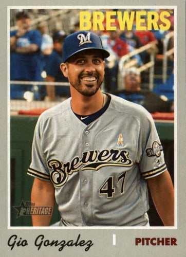 #709 Gio Gonzalez - Milwaukee Brewers - 2019 Topps Heritage Baseball