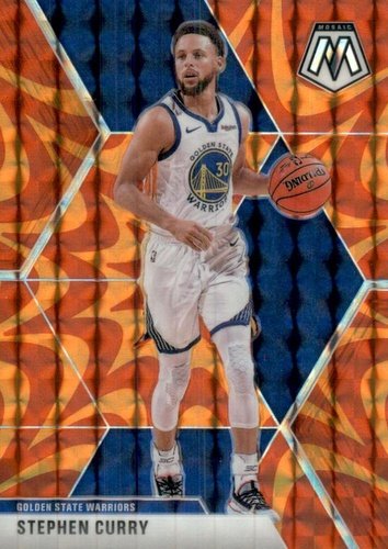 #70 Stephen Curry - Golden State Warriors - 2019-20 Panini Mosaic - Reactive Orange Basketball