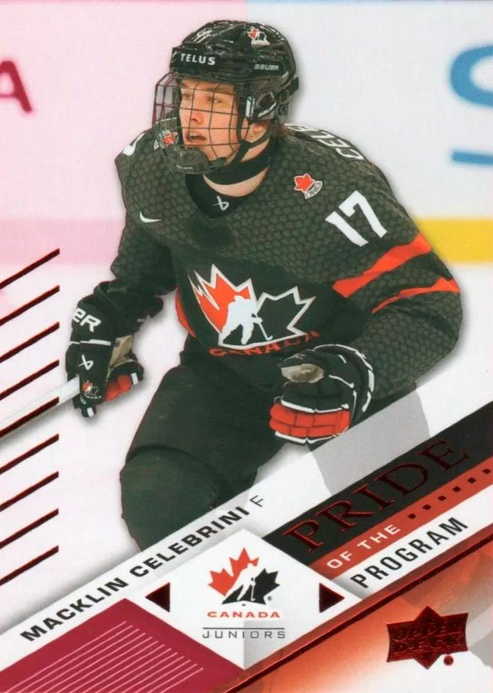 #70 Macklin Celebrini - Canada - 2024 Upper Deck Team Canada Juniors - Red Foil Hockey