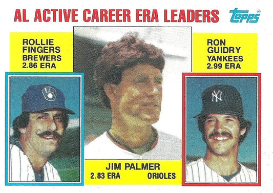#717 AL Active Career ERA Leaders Jim Palmer / Rollie Fingers / Ron Guidry - Baltimore Orioles / Milwaukee Brewers / New York Yankees - 1984 Topps Baseball