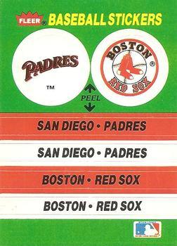 #71 San Diego Padres / Boston Red Sox - San Diego Padres / Boston Red Sox - 1988 Fleer - Team Stickers Baseball