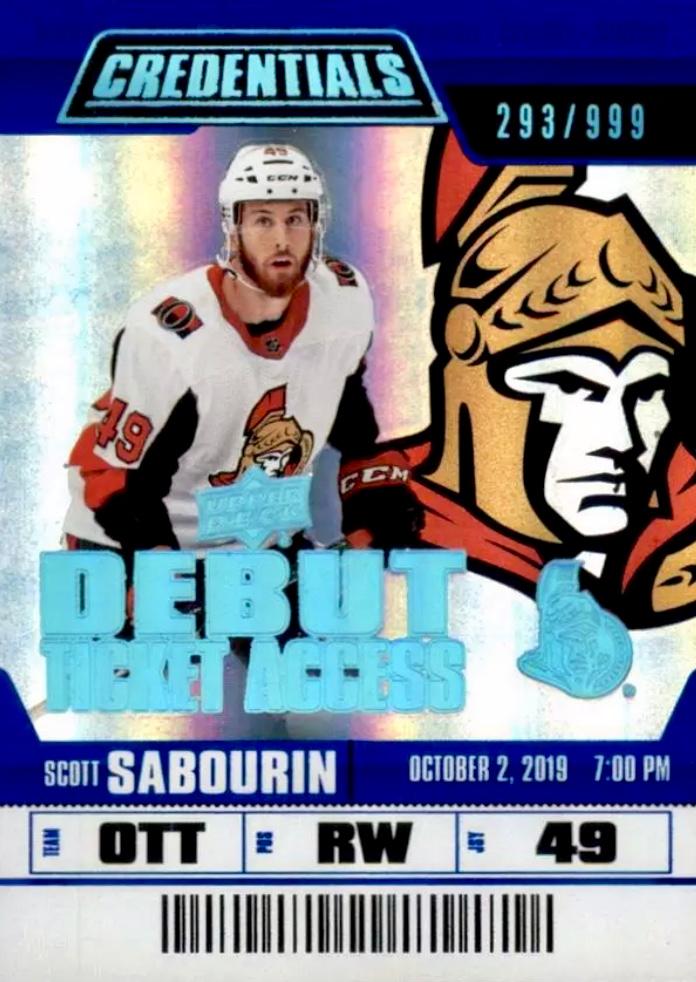 #71 Scott Sabourin - Ottawa Senators - 2019-20 Upper Deck Credentials Hockey