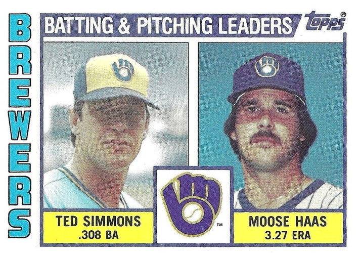 #726 Brewers Leaders / Checklist Ted Simmons / Moose Haas - Milwaukee Brewers - 1984 Topps Baseball