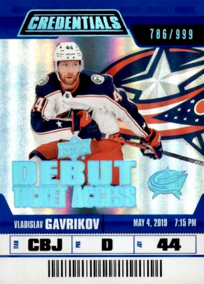 #72 Vladislav Gavrikov - Columbus Blue Jackets - 2019-20 Upper Deck Credentials Hockey