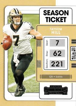 #72 Taysom Hill - New Orleans Saints - 2021 Panini Contenders Football