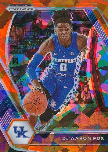 #72 De'Aaron Fox - Kentucky Wildcats - 2021 Panini Prizm Draft Picks - Orange Ice Basketball