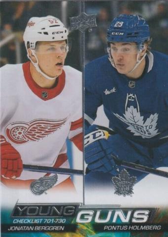 #730 Young Guns Checklist Jonatan Berggren / Pontus Holmberg - Detroit Red Wings / Toronto Maple Leafs - 2022-23 Upper Deck Hockey