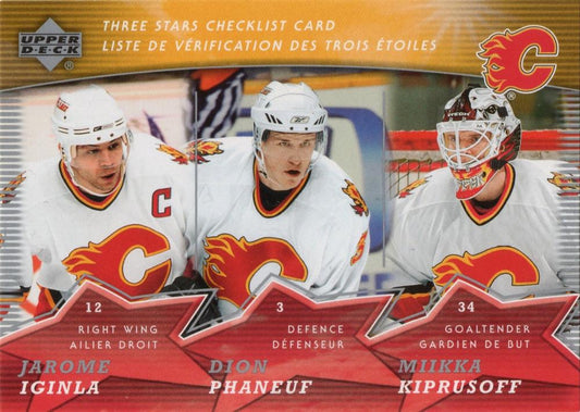 #CL5 Jarome Iginla / Miikka Kiprusoff / Dion Phaneuf - Calgary Flames - 2007-08 Upper Deck McDonald's - Three Stars Checklist Hockey