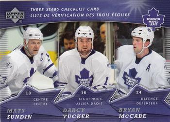 #CL2 Mats Sundin / Darcy Tucker / Bryan McCabe - Toronto Maple Leafs - 2007-08 Upper Deck McDonald's - Three Stars Checklist Hockey