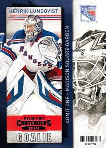 #73 Henrik Lundqvist - New York Rangers - 2013-14 Panini Contenders Hockey