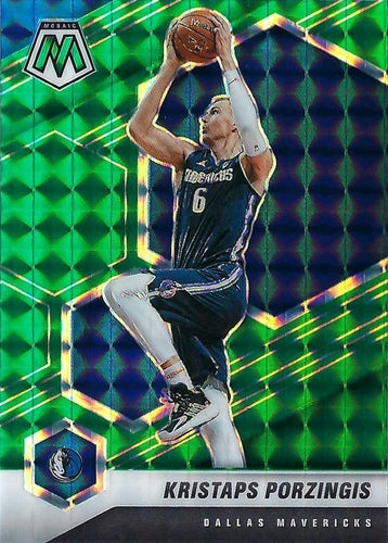 #74 Kristaps Porzingis - Dallas Mavericks - 2020-21 Panini Mosaic - Mosaic Green Basketball