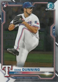 #75 Dane Dunning - Texas Rangers - 2021 Bowman Chrome Baseball