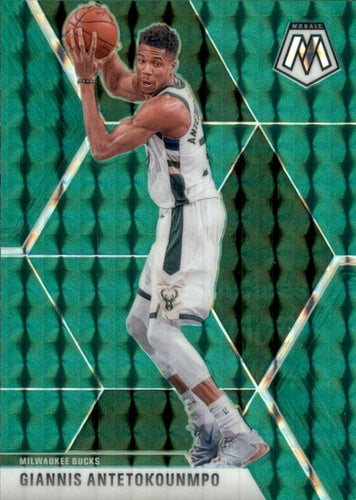 #75 Giannis Antetokounmpo - Milwaukee Bucks - 2019-20 Panini Mosaic - Green Prizm Basketball