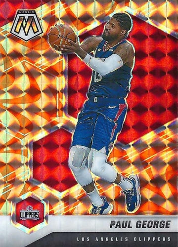 #75 Paul George - Los Angeles Clippers - 2020-21 Panini Mosaic - Mosaic Reactive Orange Basketball