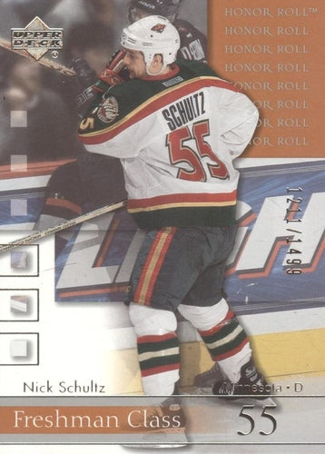 #75 Nick Schultz - Minnesota Wild - 2001-02 Upper Deck Honor Roll Hockey