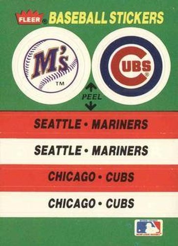 #76 Seattle Mariners / Chicago Cubs - Seattle Mariners / Chicago Cubs - 1988 Fleer - Team Stickers Baseball