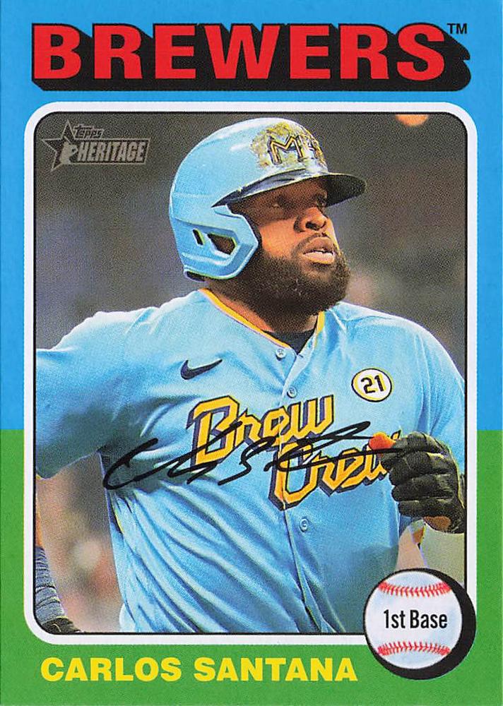 #77 Carlos Santana - Milwaukee Brewers - 2024 Topps Heritage Baseball