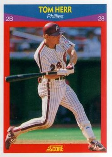 #77 Tom Herr - Philadelphia Phillies - 1990 Score 100 Superstars Baseball