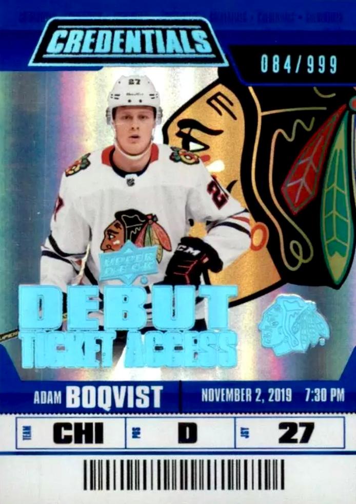 #77 Adam Boqvist - Chicago Blackhawks - 2019-20 Upper Deck Credentials Hockey
