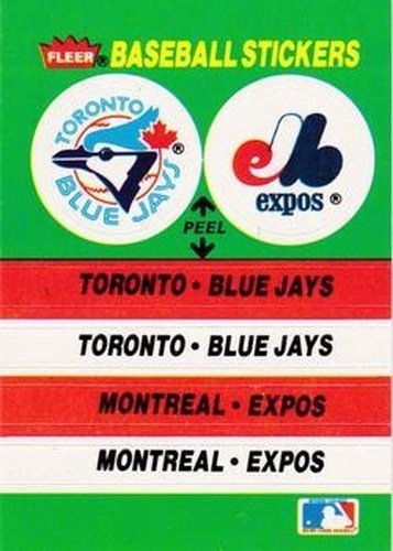 #78 Toronto Blue Jays / Montreal Expos - Toronto Blue Jays / Montreal Expos - 1988 Fleer - Team Stickers Baseball