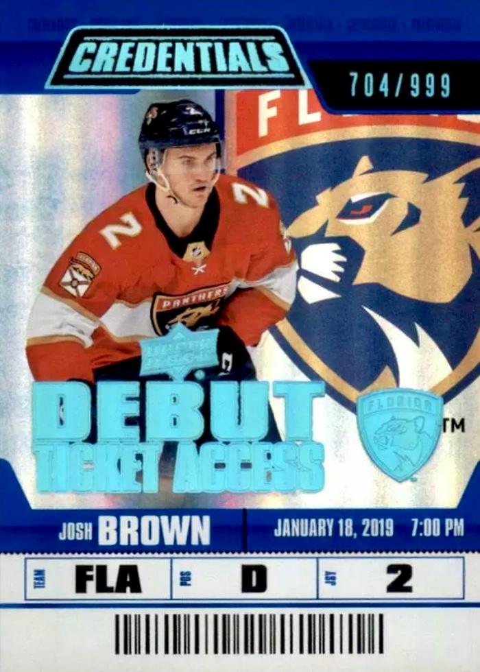 #78 Josh Brown - Florida Panthers - 2019-20 Upper Deck Credentials Hockey