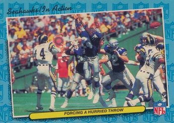 #78 Forcing a Hurried Throw 1986 schedule - Seattle Seahawks - 1986 Fleer Team Action Football
