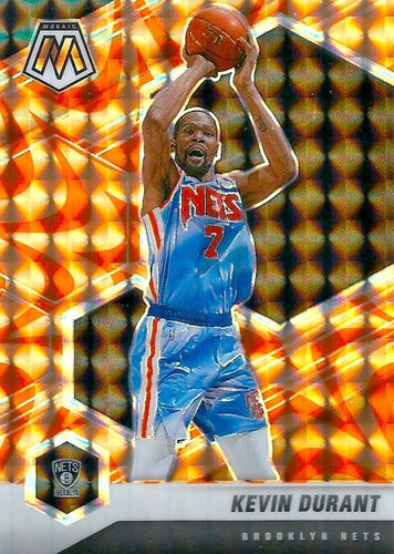 #7 Kevin Durant - Brooklyn Nets - 2020-21 Panini Mosaic - Mosaic Reactive Orange Basketball