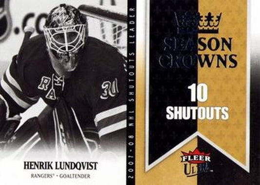 #SC7 Henrik Lundqvist - New York Rangers - 2008-09 Ultra - Season Crowns Hockey