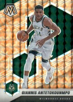#80 Giannis Antetokounmpo - Milwaukee Bucks - 2020-21 Panini Mosaic - Mosaic Reactive Orange Basketball