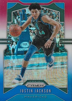 #80 Justin Jackson - Dallas Mavericks - 2019-20 Panini Prizm - Prizms Red White and Blue Basketball