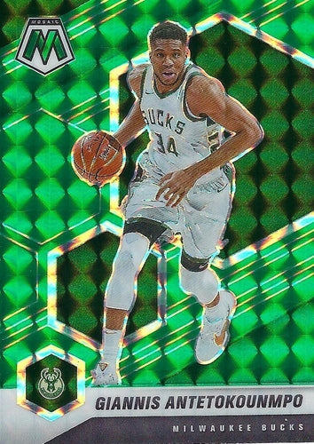 #80 Giannis Antetokounmpo - Milwaukee Bucks - 2020-21 Panini Mosaic - Mosaic Green Basketball